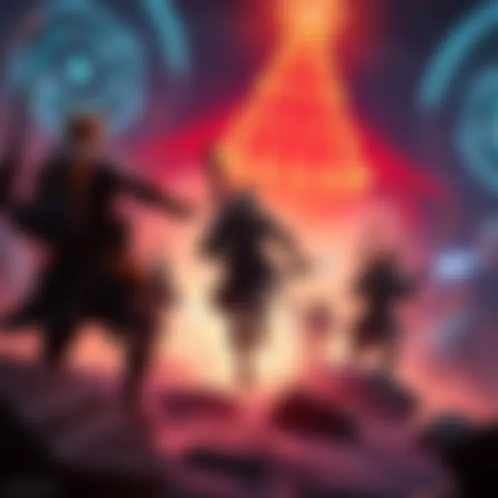 A dynamic scene from John Warframe showing players in action with unique characters and vibrant environments.