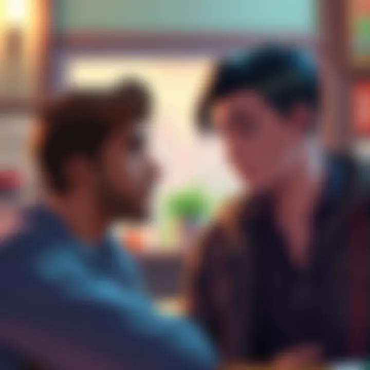 A character named Johnny engaging in a conversation, showing expressions of contemplation and concern. Background hints at a game setting with dialogue options visible.