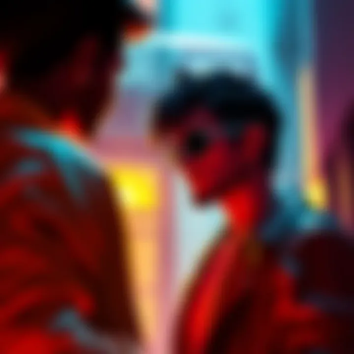 Character Johnny Interacting with V Johnny faces off against V, highlighting tension between them.