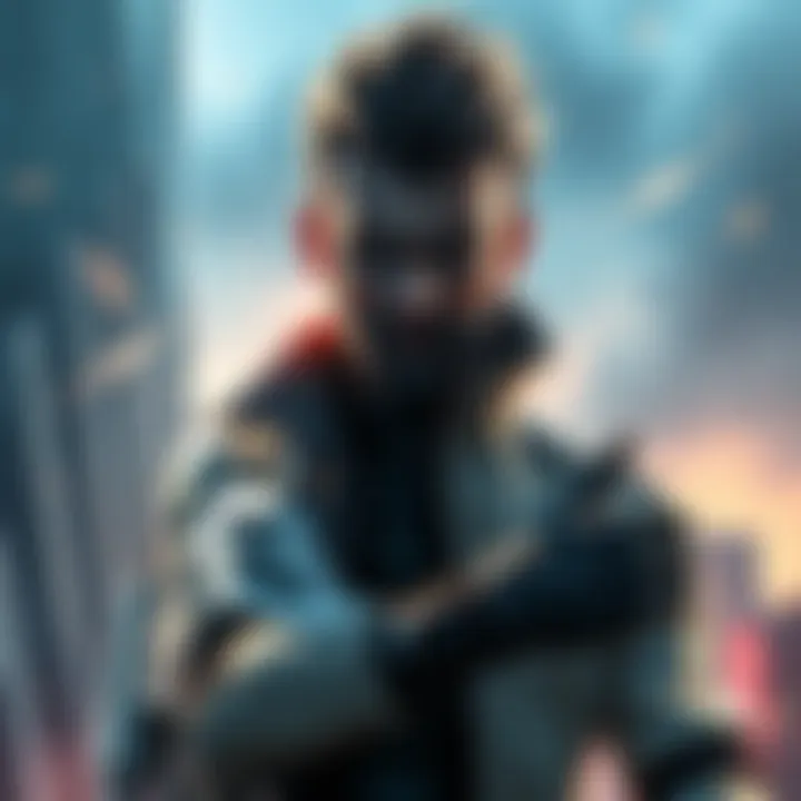 A digital art representation of Johny Silverhand, a Cyberpunk character, with a fierce expression, standing against a backdrop of a corporate skyscraper, ready for rebellion.