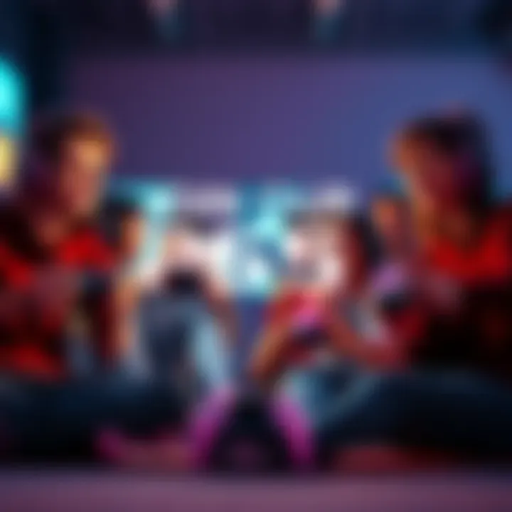 A group of gamers sitting together with PS5 controllers, enjoying a relaxed gaming session