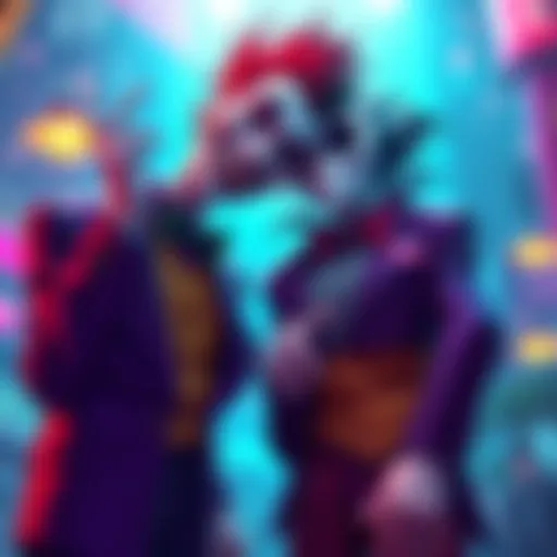 Joker and Beetlejuice Figures A colorful illustration featuring the Joker and Beetlejuice in a playful pose, showcasing their distinct styles and personalities.