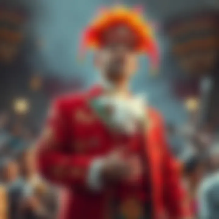 Jonathotte The Charlathan A man dressed in flamboyant clothing, speaking to an audience, with an air of confidence and charisma.
