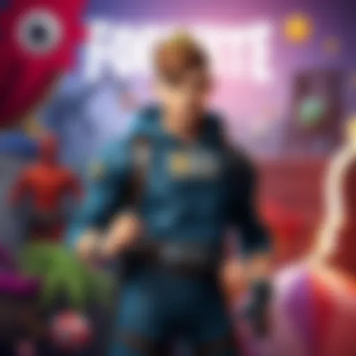Jonesy, the iconic Fortnite character, poses in front of a colorful game backdrop with various elements from the game around him.