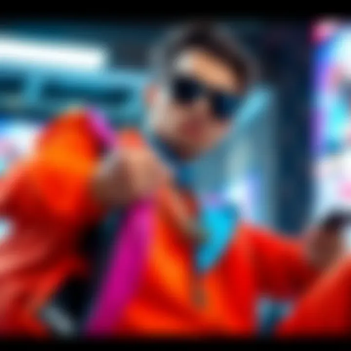 Jordi wearing a vibrant outfit with stylish accessories while posing confidently on Marcus