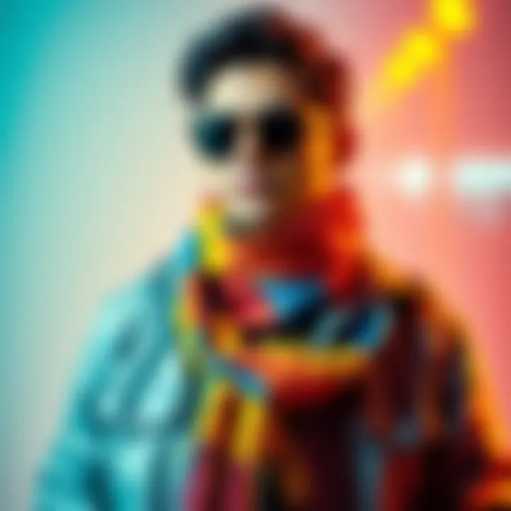 Joseph Joestar wearing a trendy scarf Young man in a stylish outfit showcasing a colorful scarf, embodying the latest fashion trend