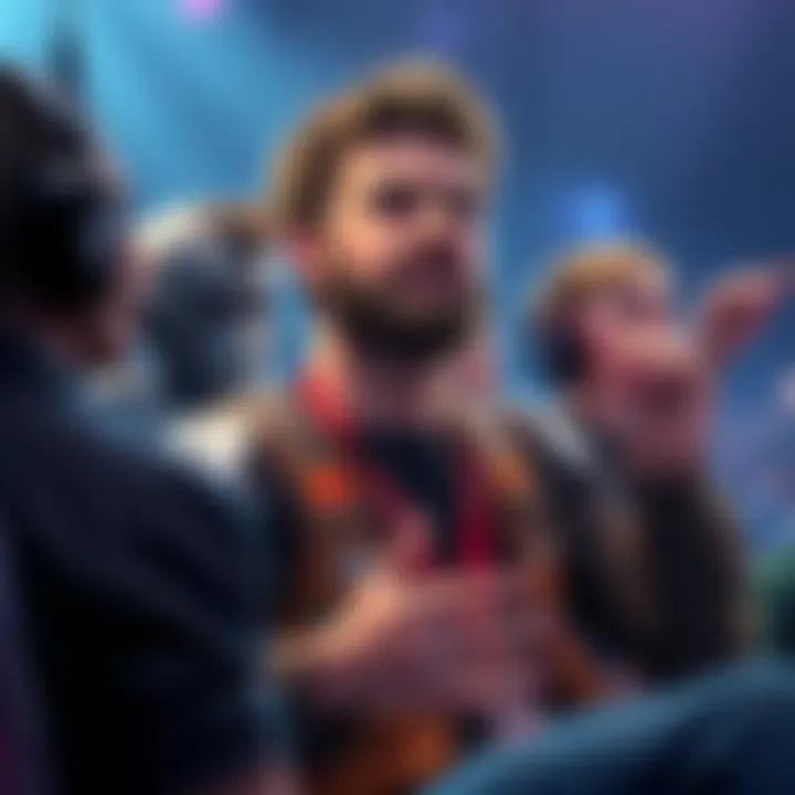 Josh Viola speaking at a panel about TDSR lore with fans reacting around him