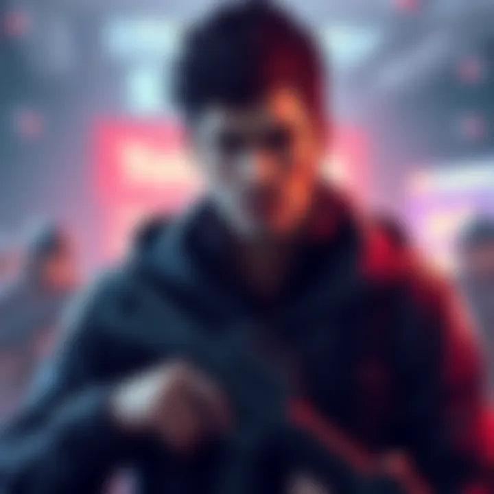 A digital illustration of a character named Joshua, portraying a moment of tension and decision in a video game setting.