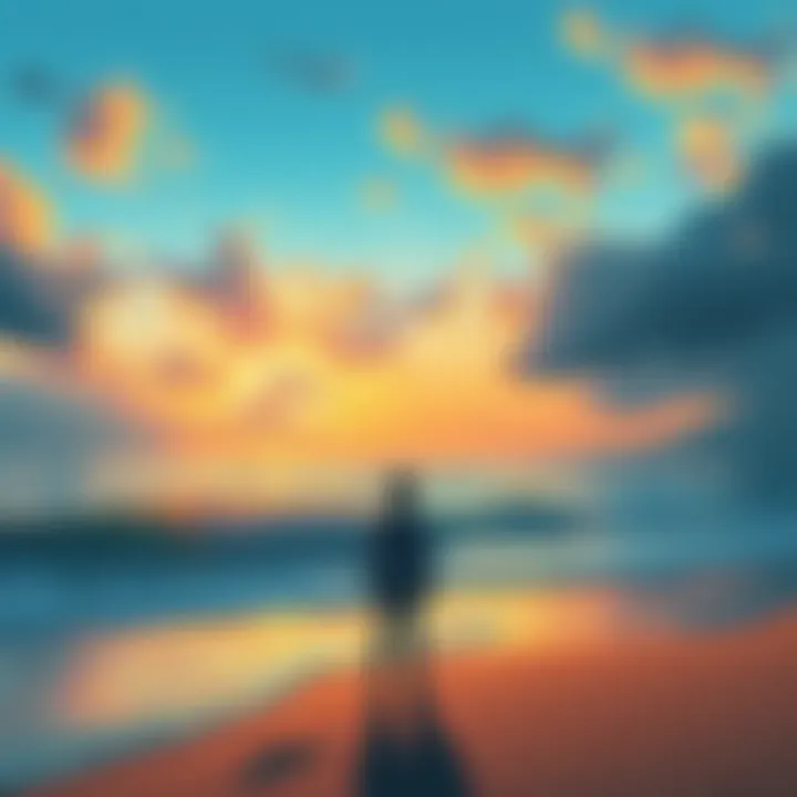 A person stands on a beach looking out at the ocean, feeling a mix of nostalgia and hope as they leave Oninoshima behind for the Golden Coast.