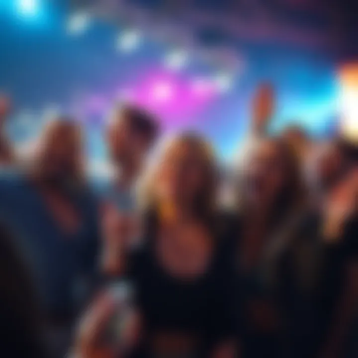 A group of friends joyfully enjoying an event, smiling and celebrating together, showing excitement and connection.