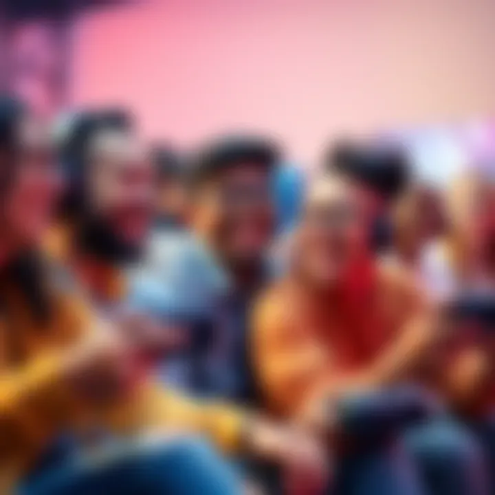 A group of diverse people enjoying gaming together, smiling and engaged in gameplay, showcasing the community aspect of gaming.