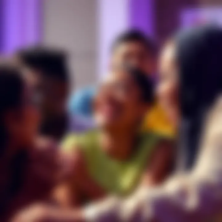 A person laughing surrounded by friends, enjoying a light moment together, despite challenges.
