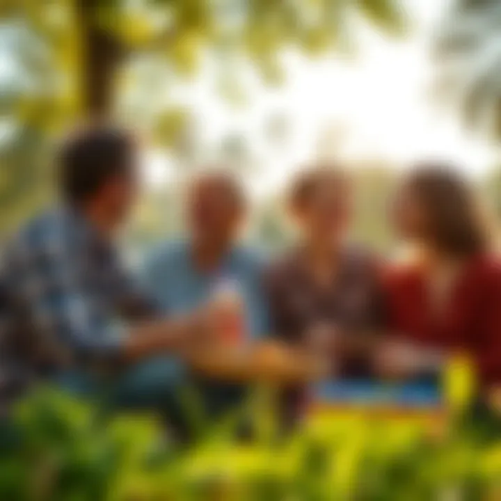 Joyful Memories A group of friends enjoying a picnic, smiling and sharing memories together in a sunny park.
