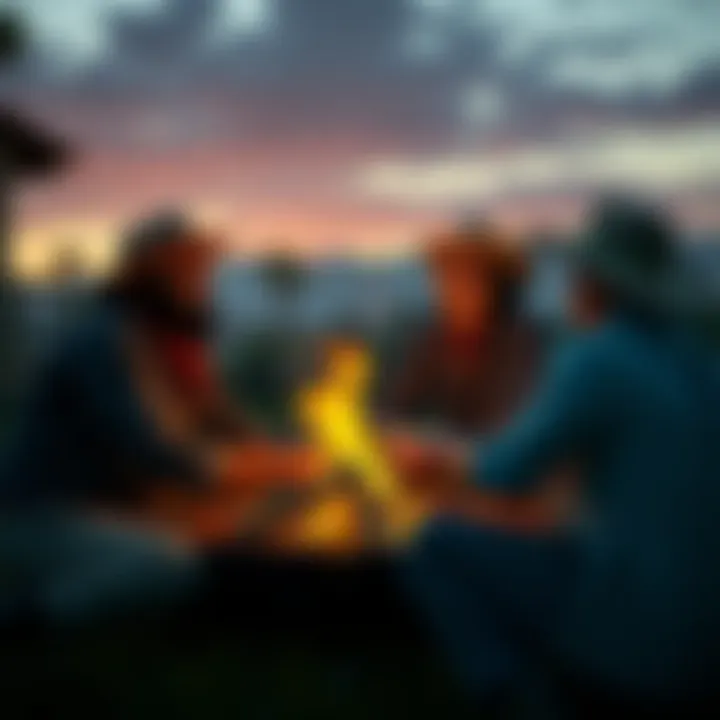 Characters sharing laughter and happiness by a campfire in RDR2