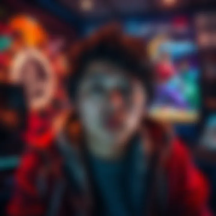 A longtime JRPG fan looks puzzled while playing E33, surrounded by vibrant game art and sound equipment.