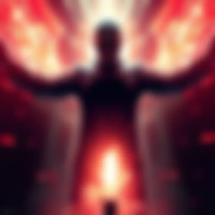 A depiction of a killer in an empowered state after sending a survivor to Exile, showcasing a glowing aura and controlled energy rays