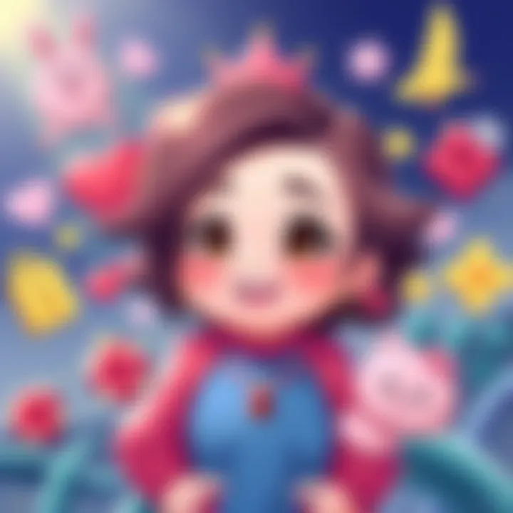 A vibrant illustration of a cute character named Judy surrounded by symbols of thiccness, showcasing charm and appeal.