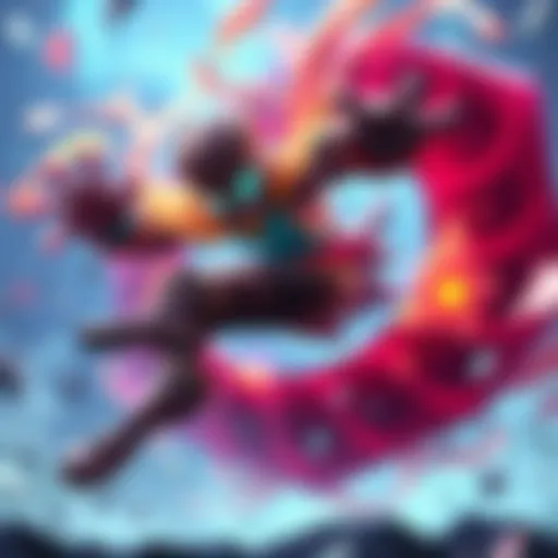 Jugg performs a powerful ultimate ability while spinning, showcasing strength and agility in battle.