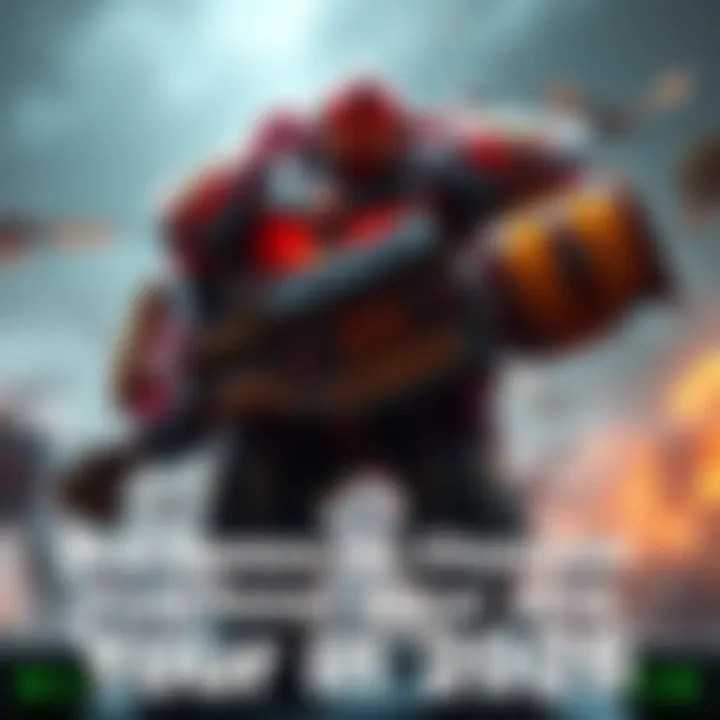 A player character in bulky armor holding a large weapon, standing ready for battle on a virtual battlefield