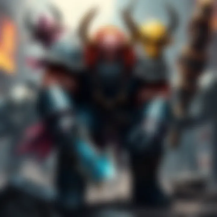 Colorful fanart depicting characters from the Juggernaut Orcish Set with detailed armor and weapons.