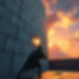 A character is seen attempting to use a special ability to break through a large wall. The wall appears high and imposing, and the character is focused on overcoming the obstacle.