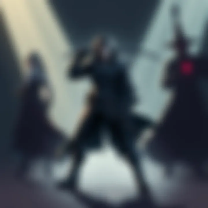 Julius Belmont stands confidently with his whip, surrounded by shadows representing the Belnades, Church, and Alucard, reflecting the debate on his strength.