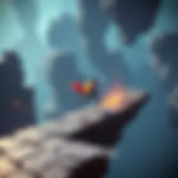 A character attempting a jump on a platform in the game Eternal, facing obstacles in the environment.