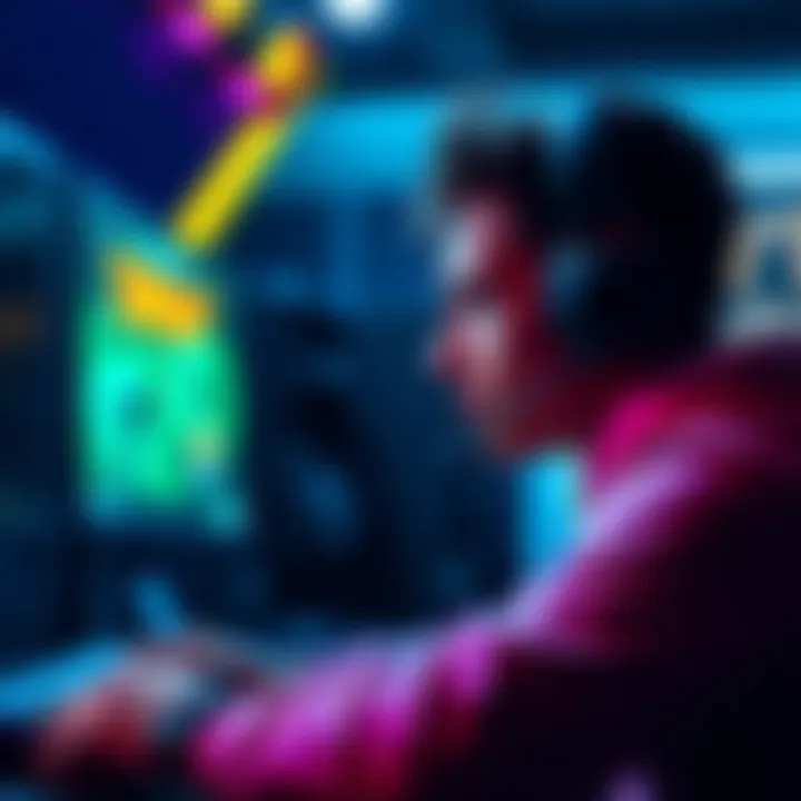 A gamer focused on the screen, deciding whether to press the jump button once or repeatedly during a game reset pop.