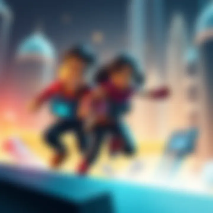 Jump Pad Boy and Gateway Girl work together to tackle a challenge, showing their teamwork and friendship.