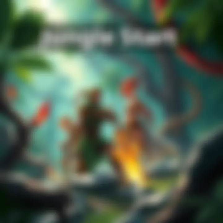 A beginner's guide to jungle starts in Smite, featuring characters preparing for battle in a vibrant jungle setting.