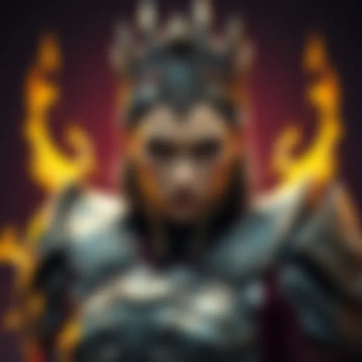 Junker Queen in Bold Stance A strong female character with a fierce expression, wearing stylish armor and a crown, exuding confidence and power.