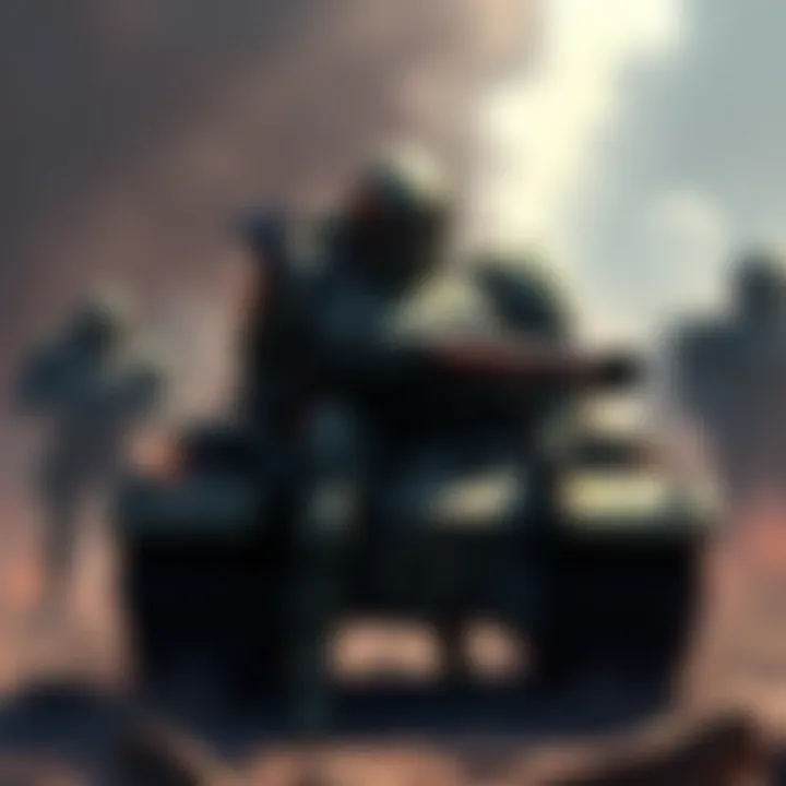 JunkerQueen stands confidently in her tank armor, surrounded by shadows of other tanks like Domina and Rein, symbolizing the debate about her role.