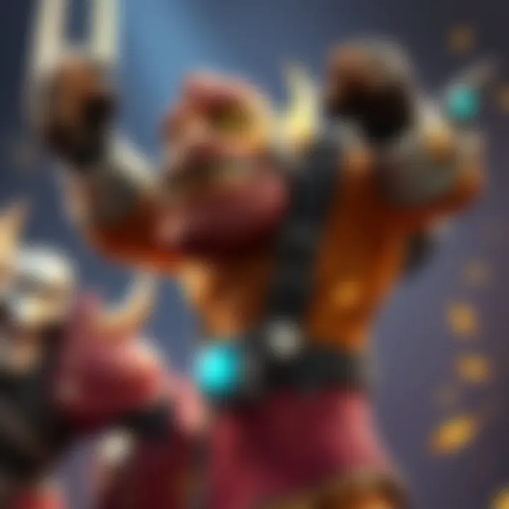A Junkrat character celebrating a victory after defeating the enemy Reinhardt, showcasing the tension in competitive gaming.