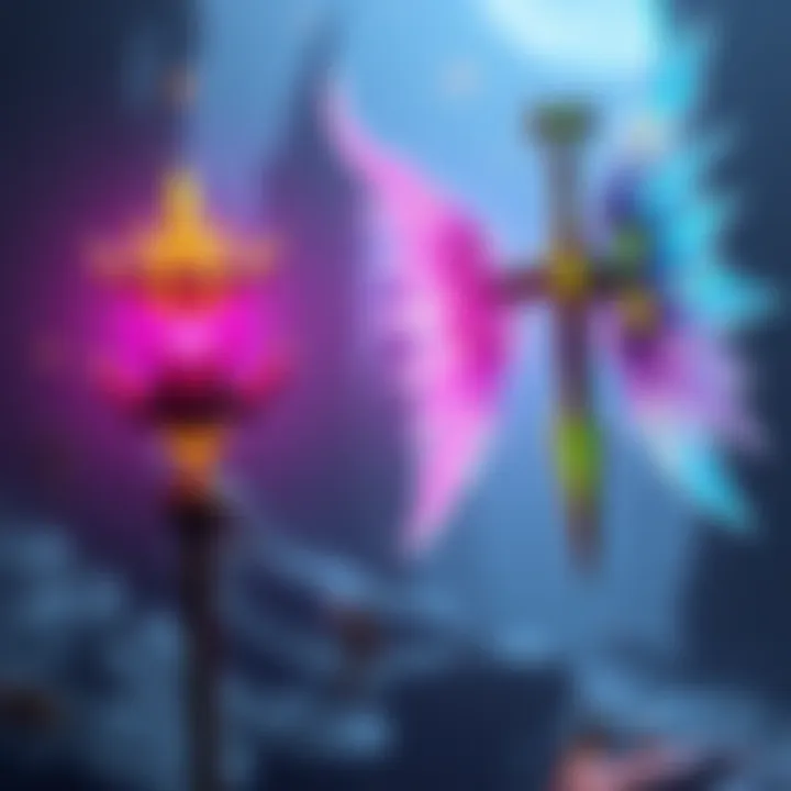Two colorful mythic wands representing Juno and Mercy, set against a fantasy backdrop, hinting at their departure from the game.