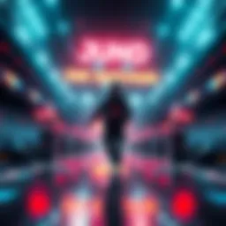 A scene showing Juno's character stuck in a glitch after death in the stadium gameplay, with speed gates in the background.