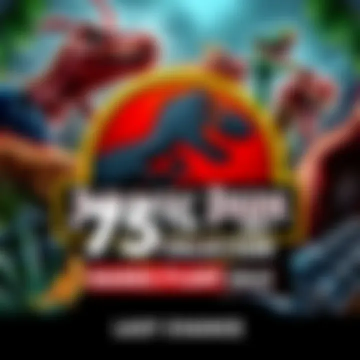 Jurassic Park Games Collection Sale A vibrant graphic showcasing the Jurassic Park games collection with a bold '75% Off' label, featuring dinosaurs and classic game elements in an exciting design.