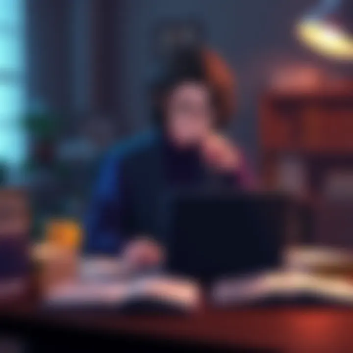 Juri sitting at a desk with books and a laptop, sharing news about episode 30 delay and the shift in content creation pace.