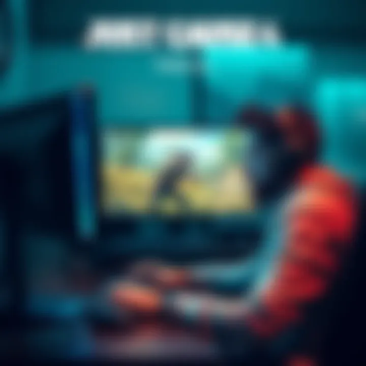 A gamer frustrated with Just Cause 4 crashes on a PC, sitting in front of a computer with game graphics on screen, looking for solutions online