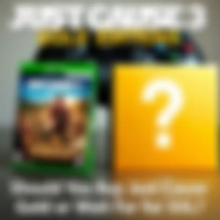 A graphic showing the box art for Just Cause 3 Gold edition alongside a question mark for the upcoming XXL edition, with a gaming controller in the background.
