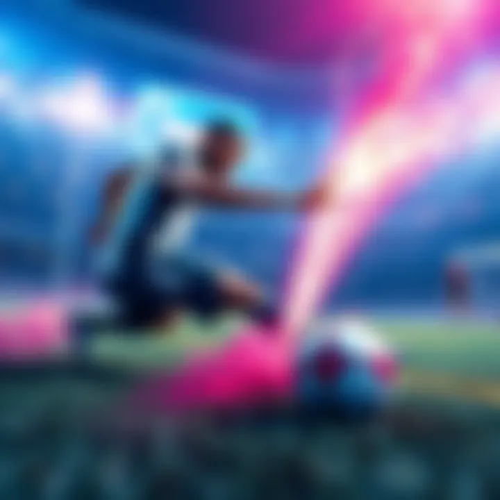 Jynxzi executing a powerful shot in Rocket League, sending the ball soaring towards the goal