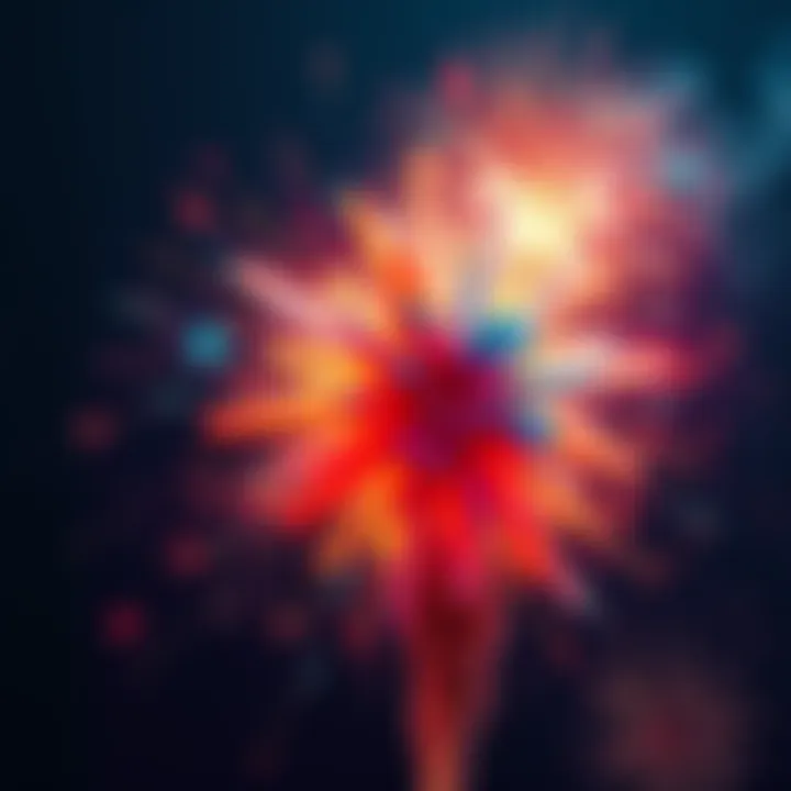 Kablooey Explosion A colorful kablooey explosion bursting in the air, creating a vibrant display of fireworks and sparks.