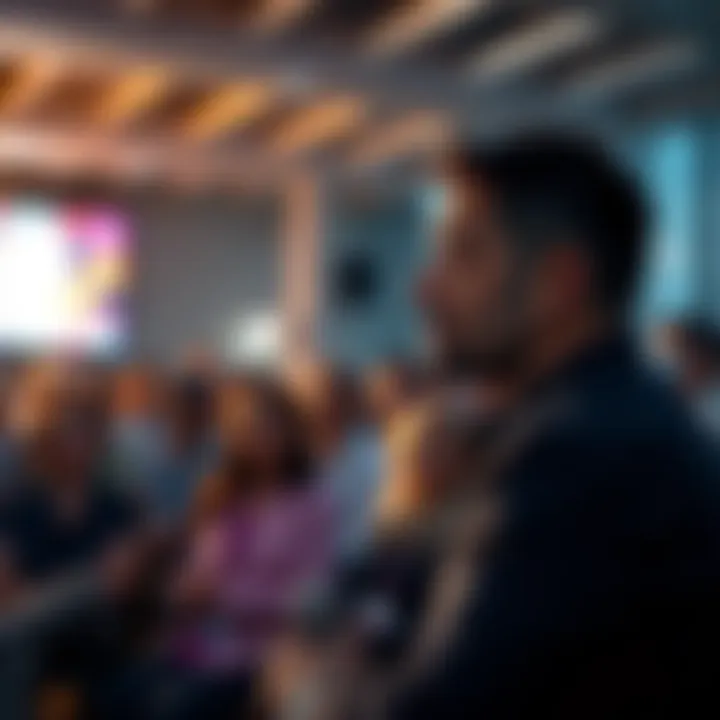 Kai Cenat speaking at a public event about mental health issues, with an audience listening intently