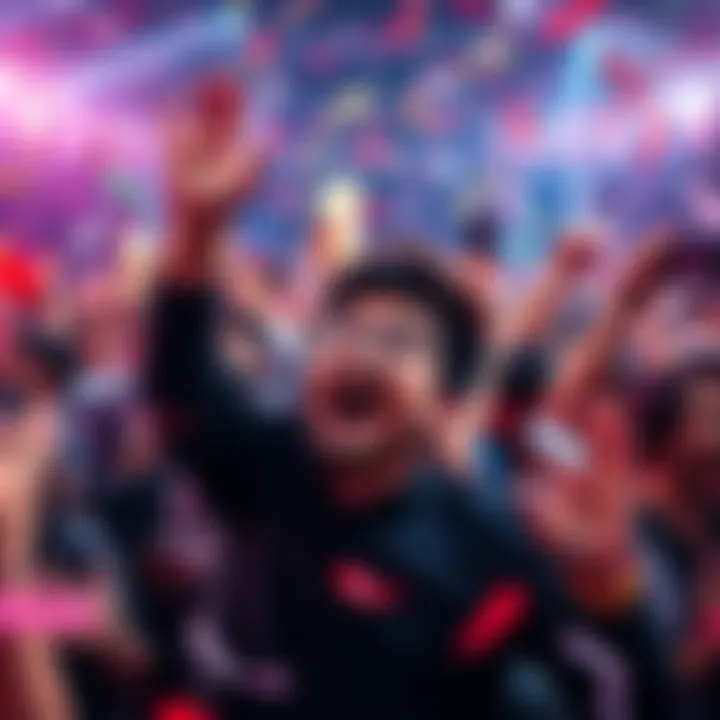 KaiCenat joyfully celebrating with a crowd, surrounded by confetti and lights after reaching one million subscribers.