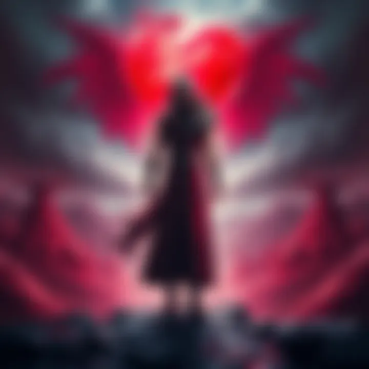 Kain, a vampire with a dark aura, stands defiantly after losing his Heart of Darkness, surrounded by an eerie landscape reflecting his turmoil.