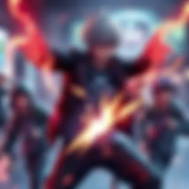 Kaneki using his abilities in a game environment, with players expressing reactions around him