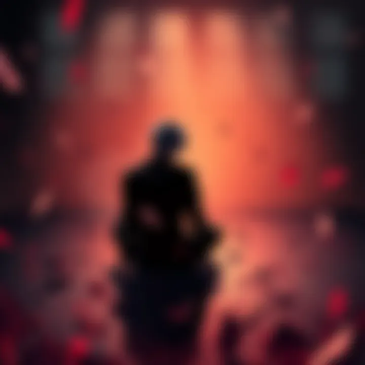 Kaneki sits alone in a dark room, deep in thought, with fragments of his past battles faintly visible around him.