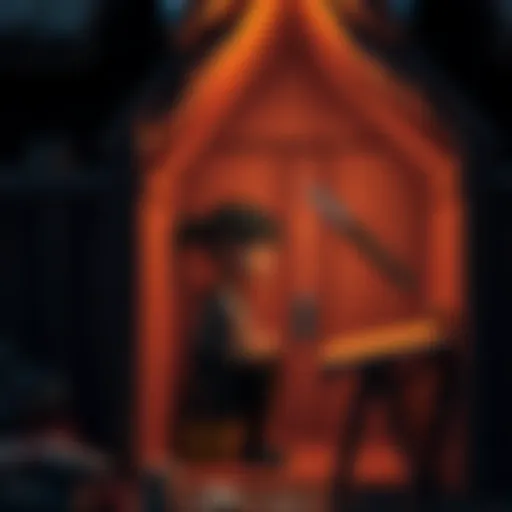 Kara stands inside a warm, inviting shelter, looking thoughtful as she considers her options for the night.