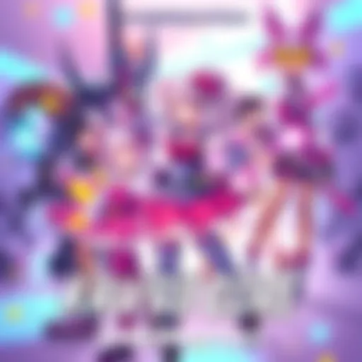 Overwatch characters in Kawaii style holding Magical Girl inspired weapons and items, showcasing bright colors and playful designs.