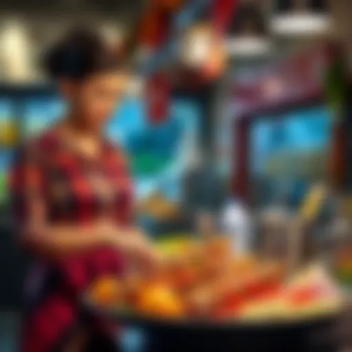 A woman at a Turkish shop skillfully making a kebab with fresh ingredients.