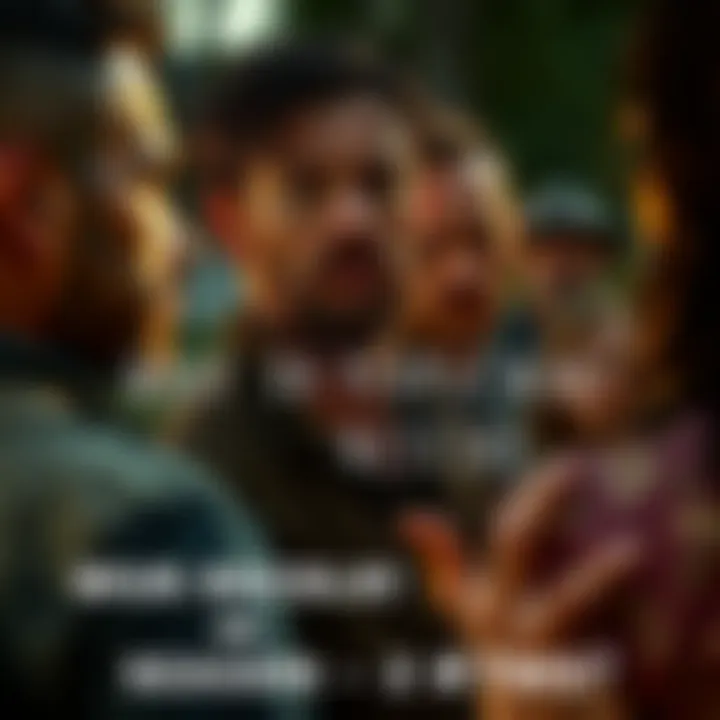 Kenny looking concerned while discussing with group members in a tense moment